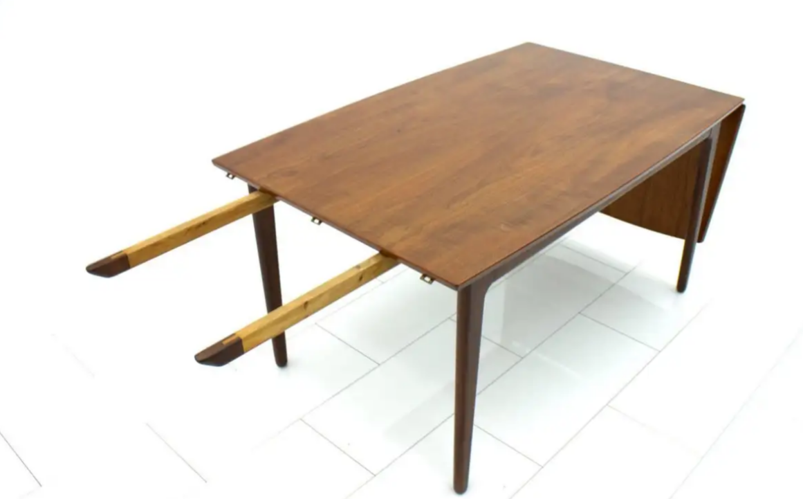 REFINISHED Danish MCM Teak Drop Leaf Table by Arne Vodder for Vamo 54.5"-97.5"