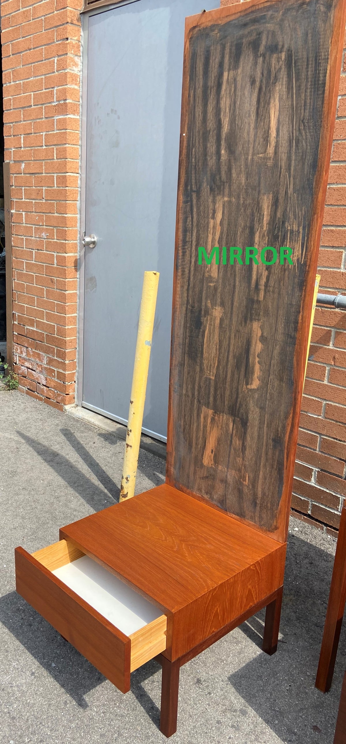 REFINISHED Mid Century Modern Teak Cabinet & Mirror by Reff/ Knoll, PERFECT