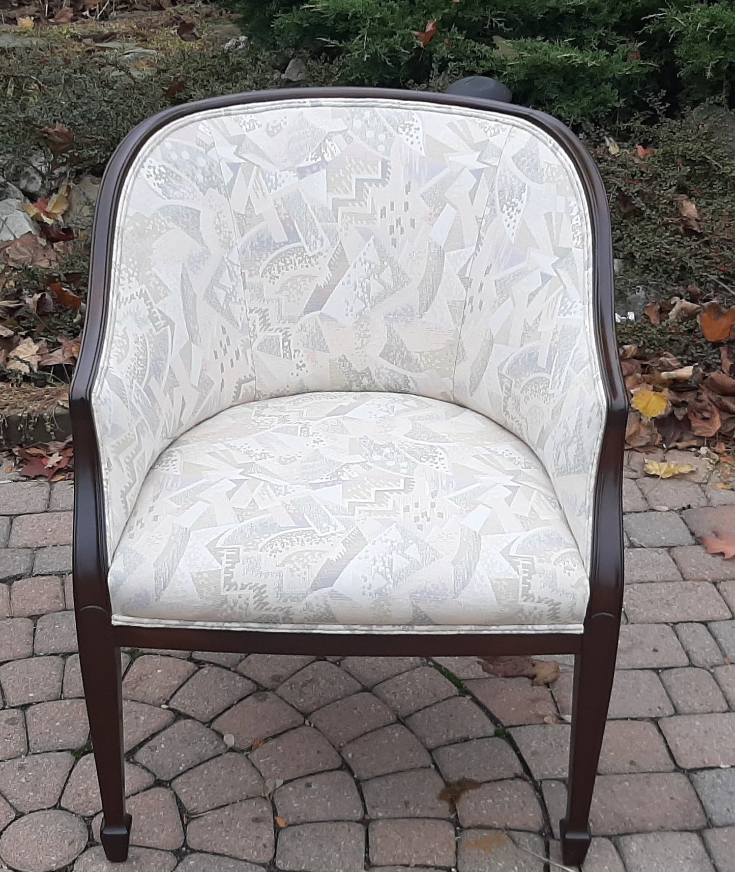 REFINISHED MCM Huber Barrel Back Teak Sofa and Lounge Chair- Mint (plus bonus armchair)