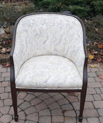 REFINISHED MCM Huber Barrel Back Teak Sofa and Lounge Chair- Mint (plus bonus armchair) 15