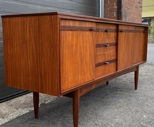 REFINISHED British Mid Century Modern SOLID Tola Sideboard, 66" PERFECT