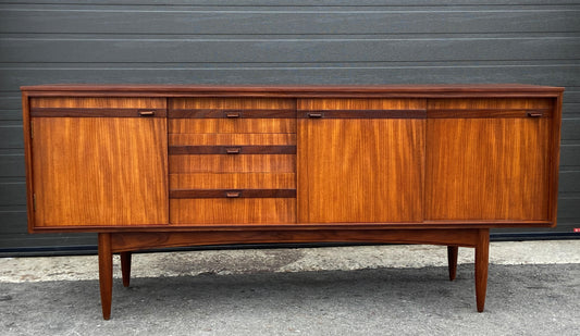 REFINISHED British Mid Century Modern SOLID Tola Sideboard, 66" PERFECT