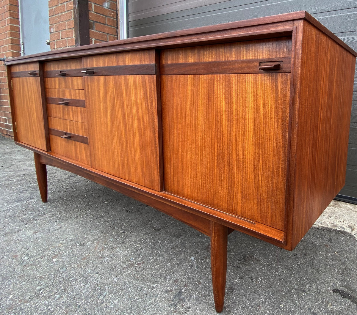 REFINISHED British Mid Century Modern SOLID Tola Sideboard, 66