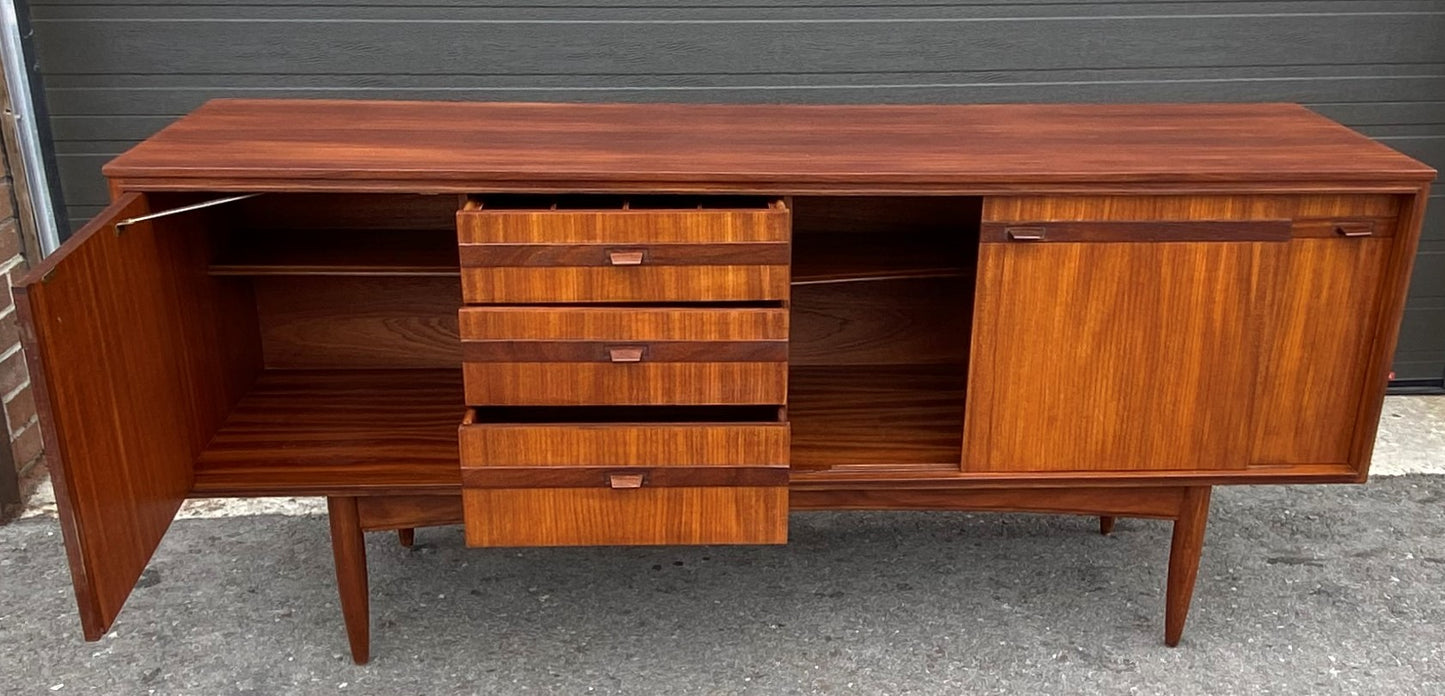 REFINISHED British Mid Century Modern SOLID Tola Sideboard, 66" PERFECT