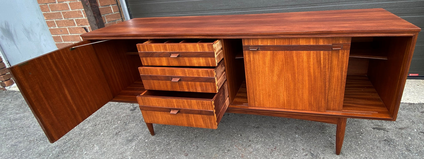 REFINISHED British Mid Century Modern SOLID Tola Sideboard, 66" PERFECT