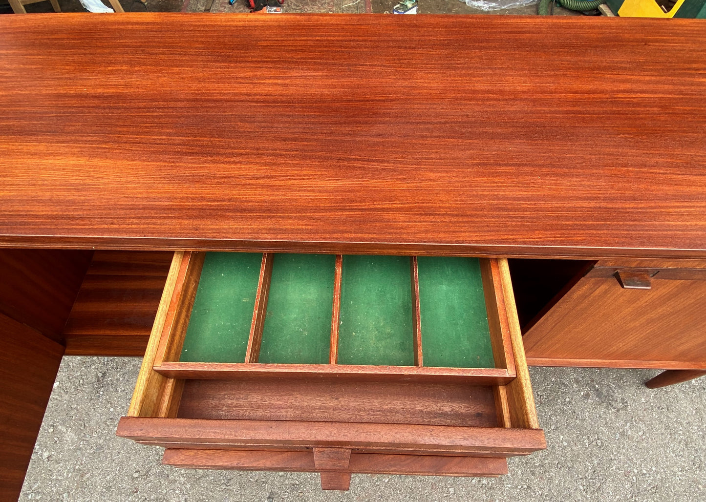 REFINISHED British Mid Century Modern SOLID Tola Sideboard, 66" PERFECT