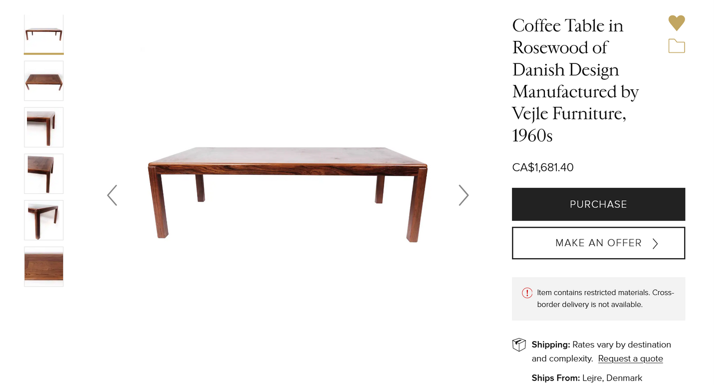 REFINISHED Danish Mid Century Modern Rosewood Coffee Table, PERFECT