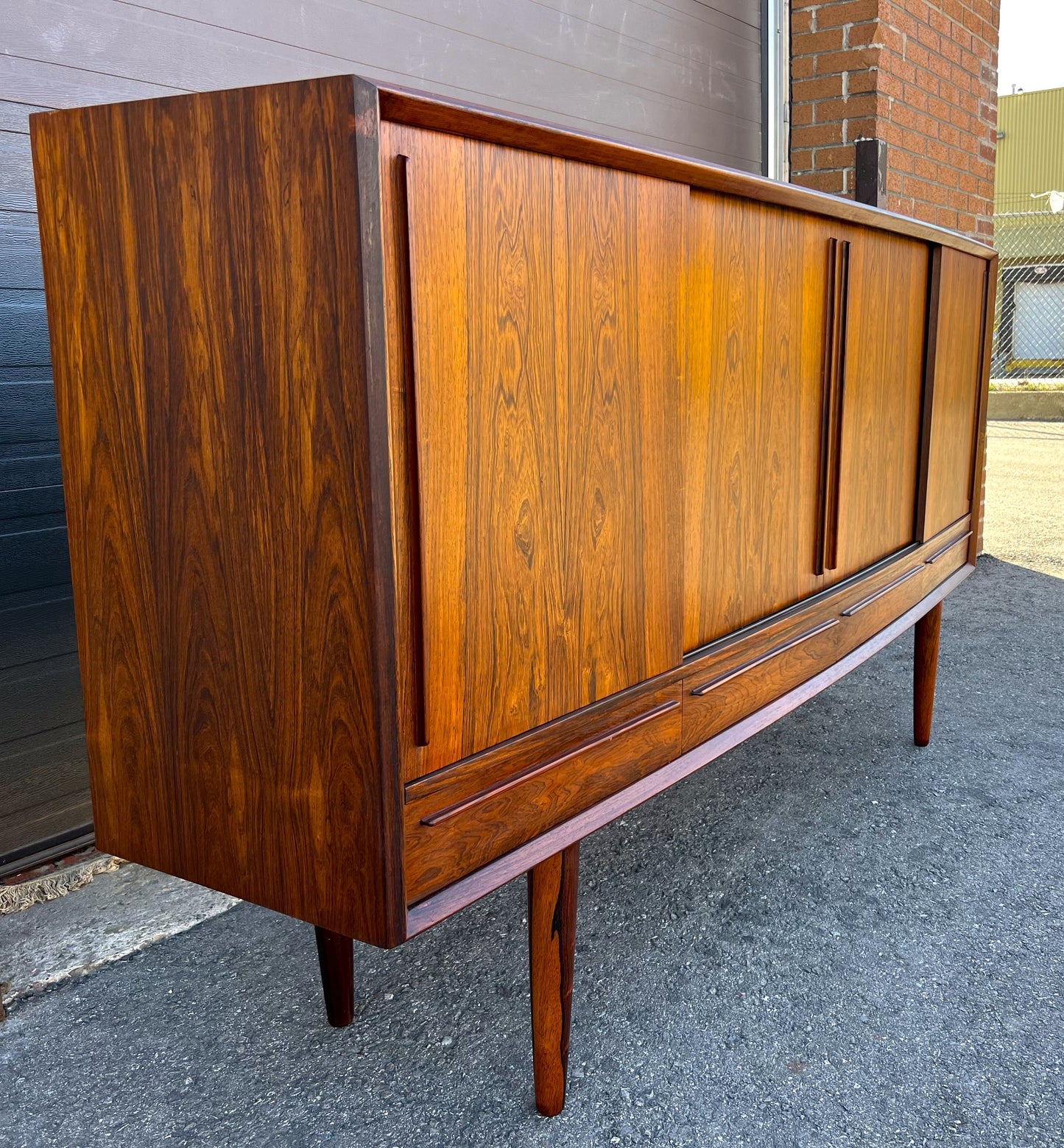 REFINISHED Danish Mid Century Modern Brazilian Rosewood Highboard by Arne Vodder 79"