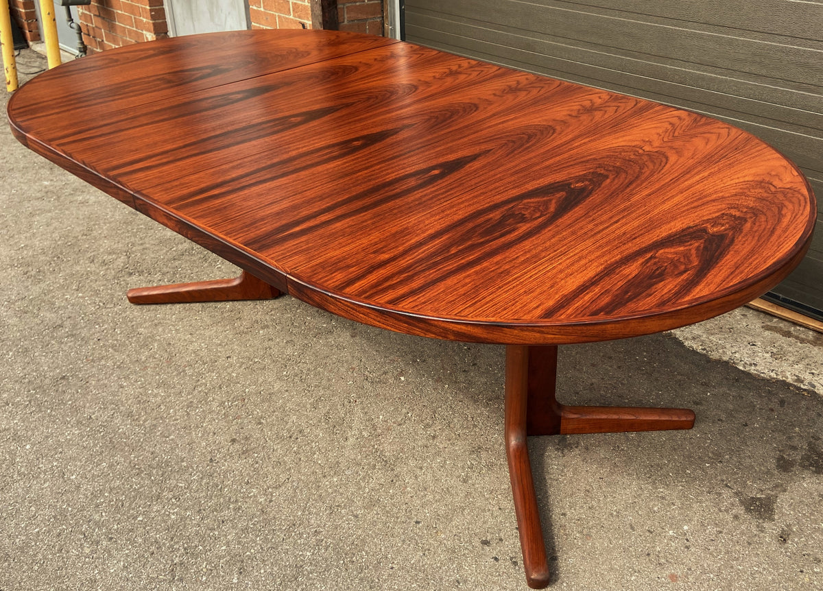 REFINISHED Danish Mid Century Modern Rosewood Table Round to Oval w 2 Leaves 47