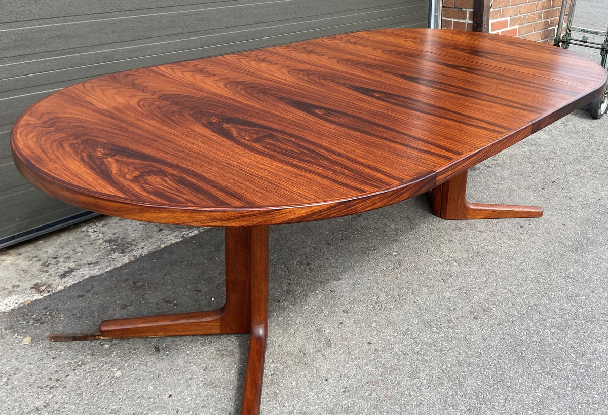 REFINISHED Danish Mid Century Modern Rosewood Table Round to Oval w 2 Leaves 47