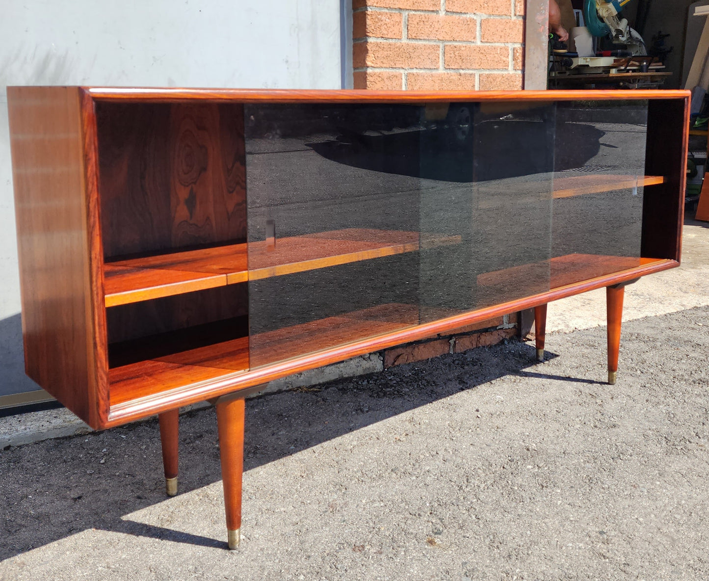 REFINISHED Danish Mid Century Modern Rosewood Display 59" by A. Christensen