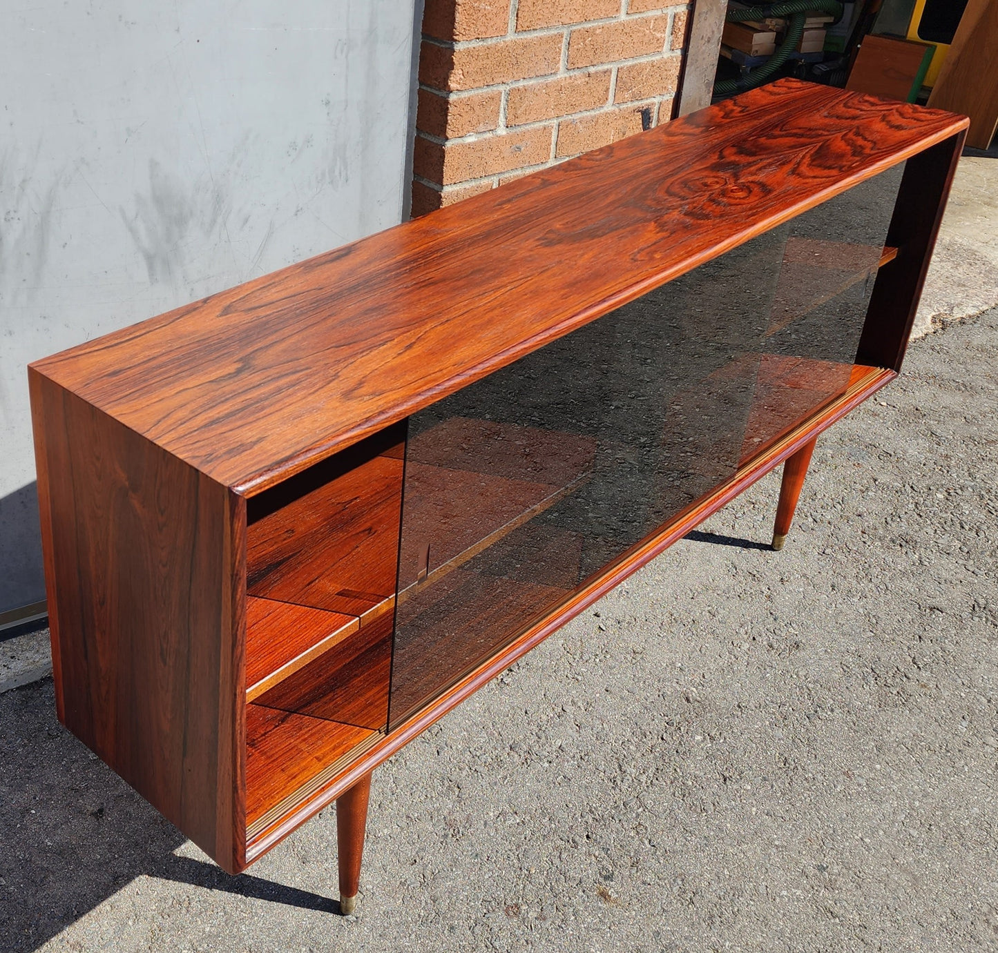 REFINISHED Danish Mid Century Modern Rosewood Display 59" by A. Christensen