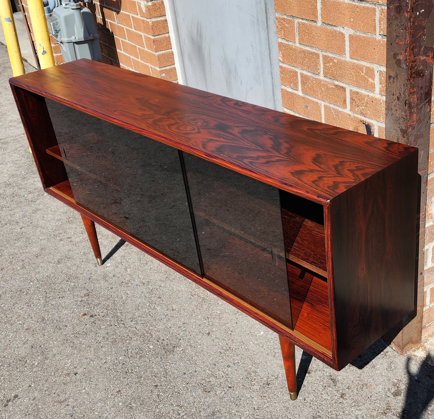 REFINISHED Danish Mid Century Modern Rosewood Display 59" by A. Christensen