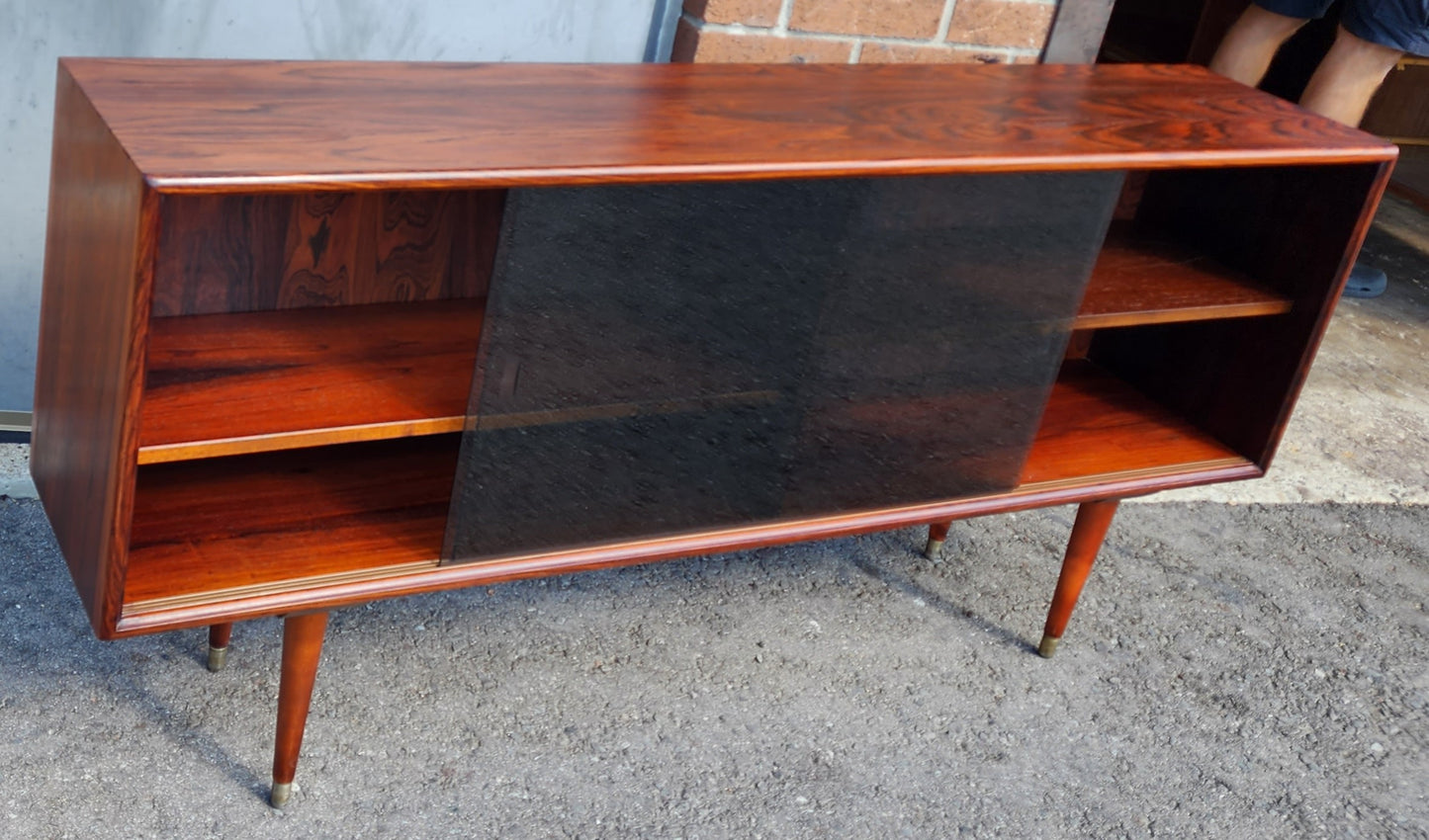 REFINISHED Danish Mid Century Modern Rosewood Display 59" by A. Christensen