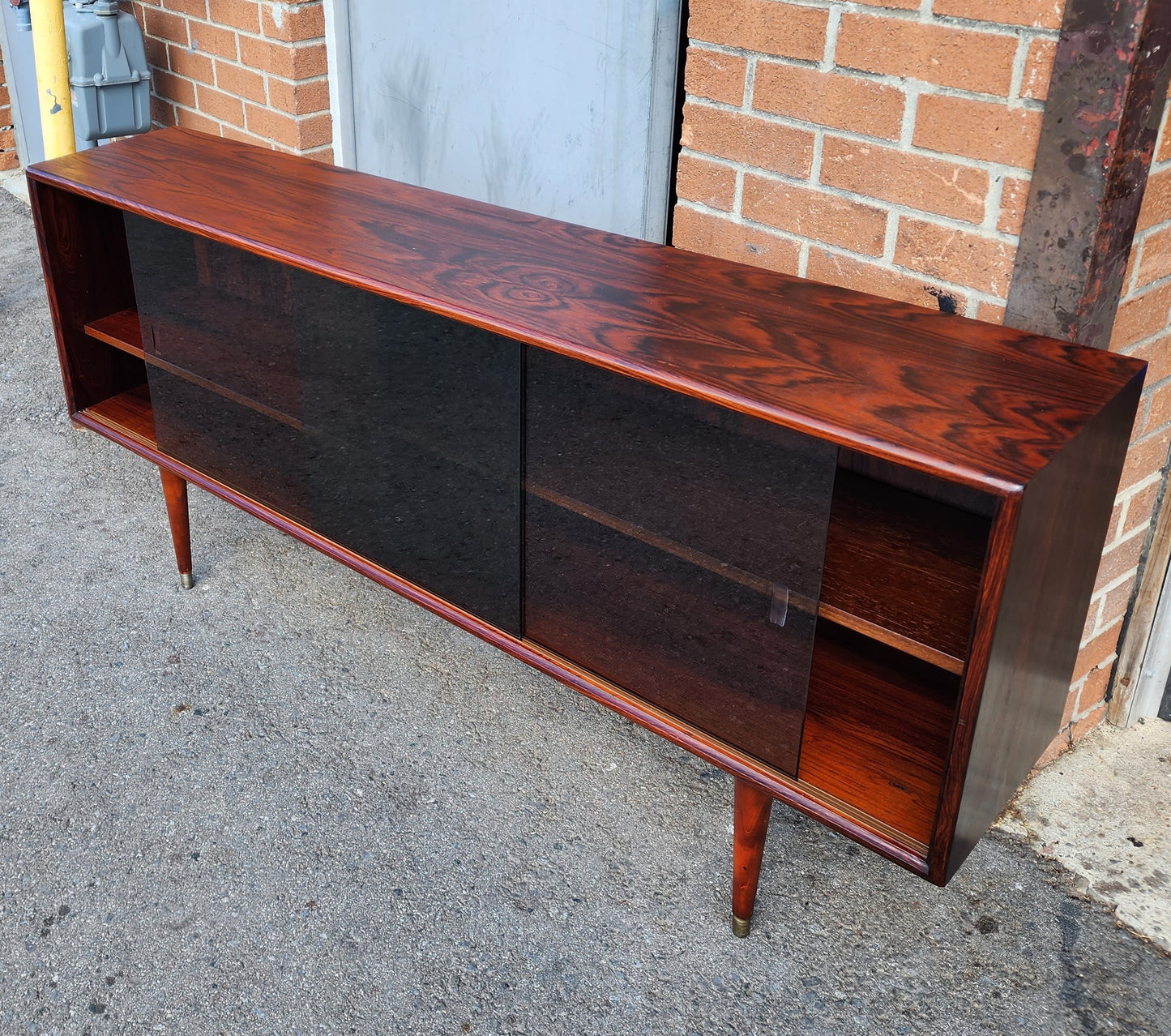 REFINISHED Danish Mid Century Modern Rosewood Display 59" by A. Christensen