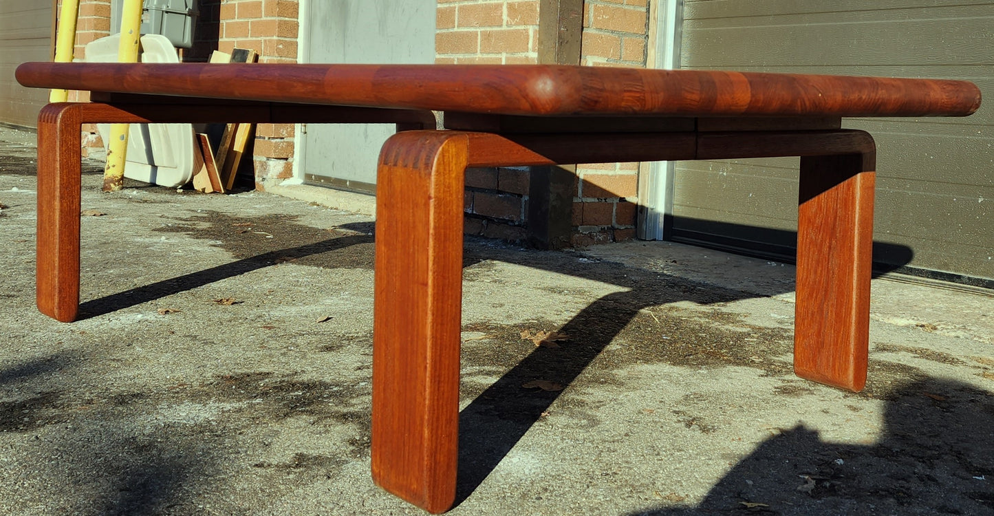 REFINISHED Danish Mid Century Modern SOLID Teak Coffee Table, Floating Patchwork Design