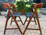 2 REFINISHED REUPHOLSTERED Danish Mid Century Modern Teak Arm Chairs by TH Harlev 1