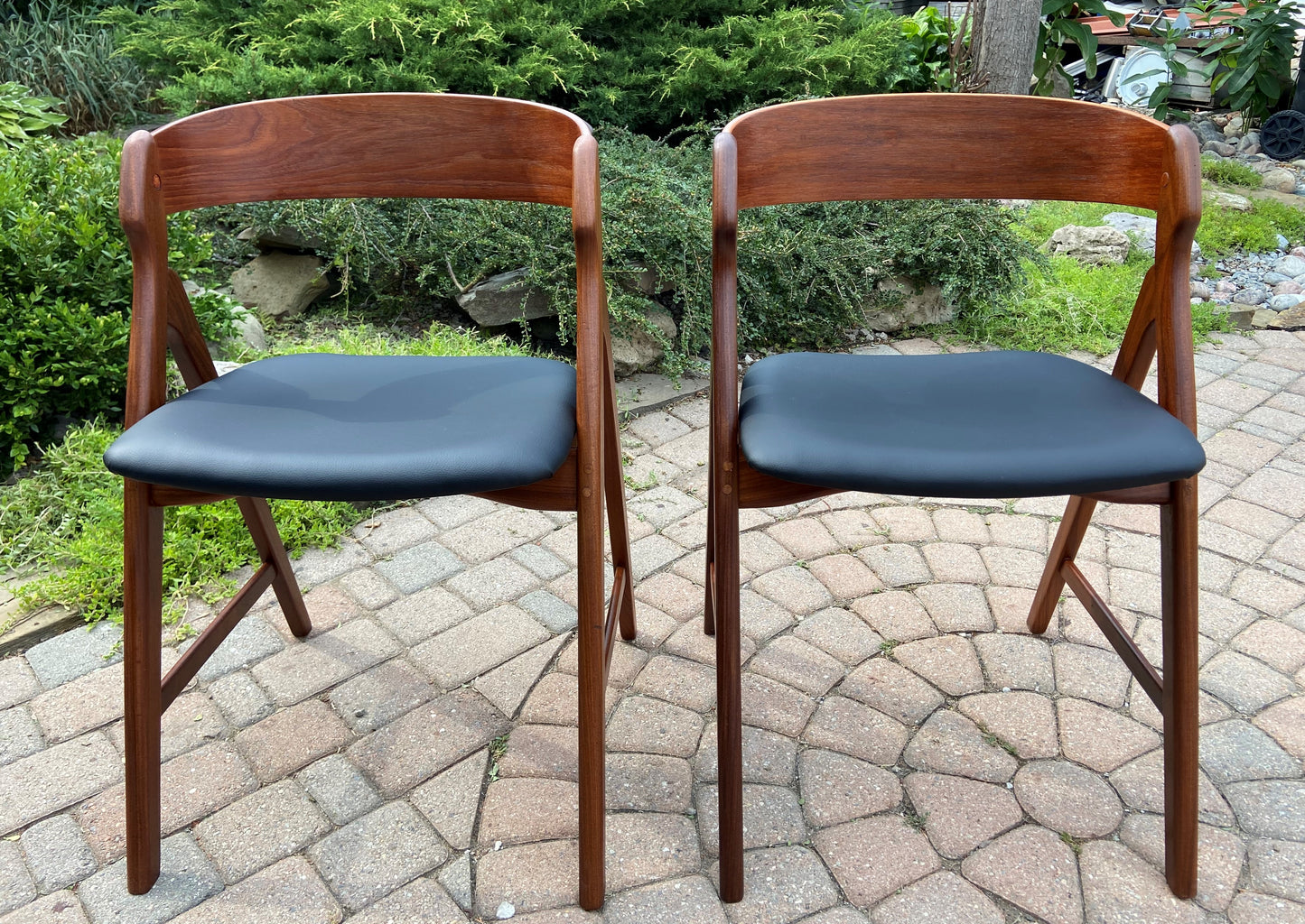 2 REFINISHED REUPHOLSTERED Danish Mid Century Modern Teak Arm Chairs by TH Harlev
