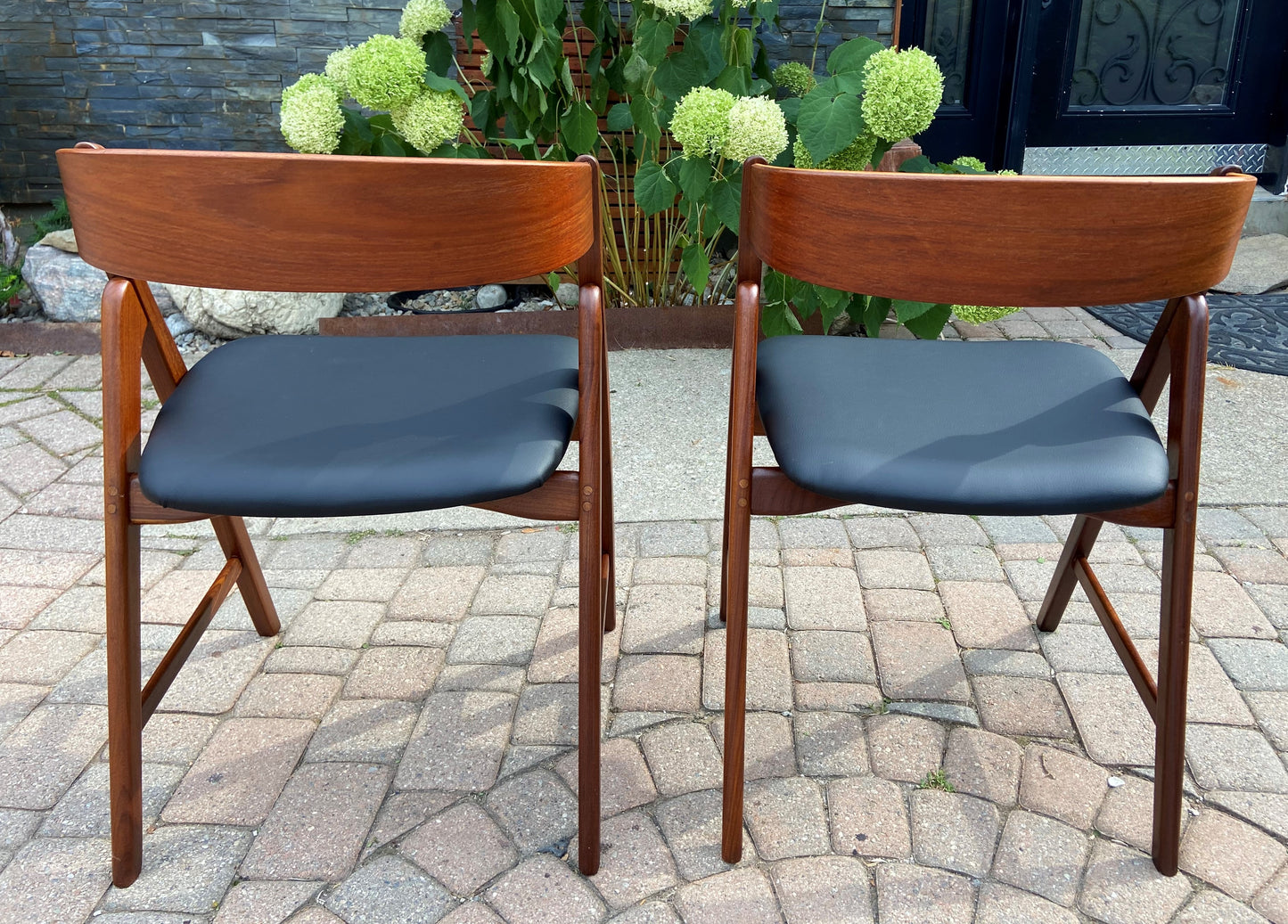 2 REFINISHED REUPHOLSTERED Danish Mid Century Modern Teak Arm Chairs by TH Harlev