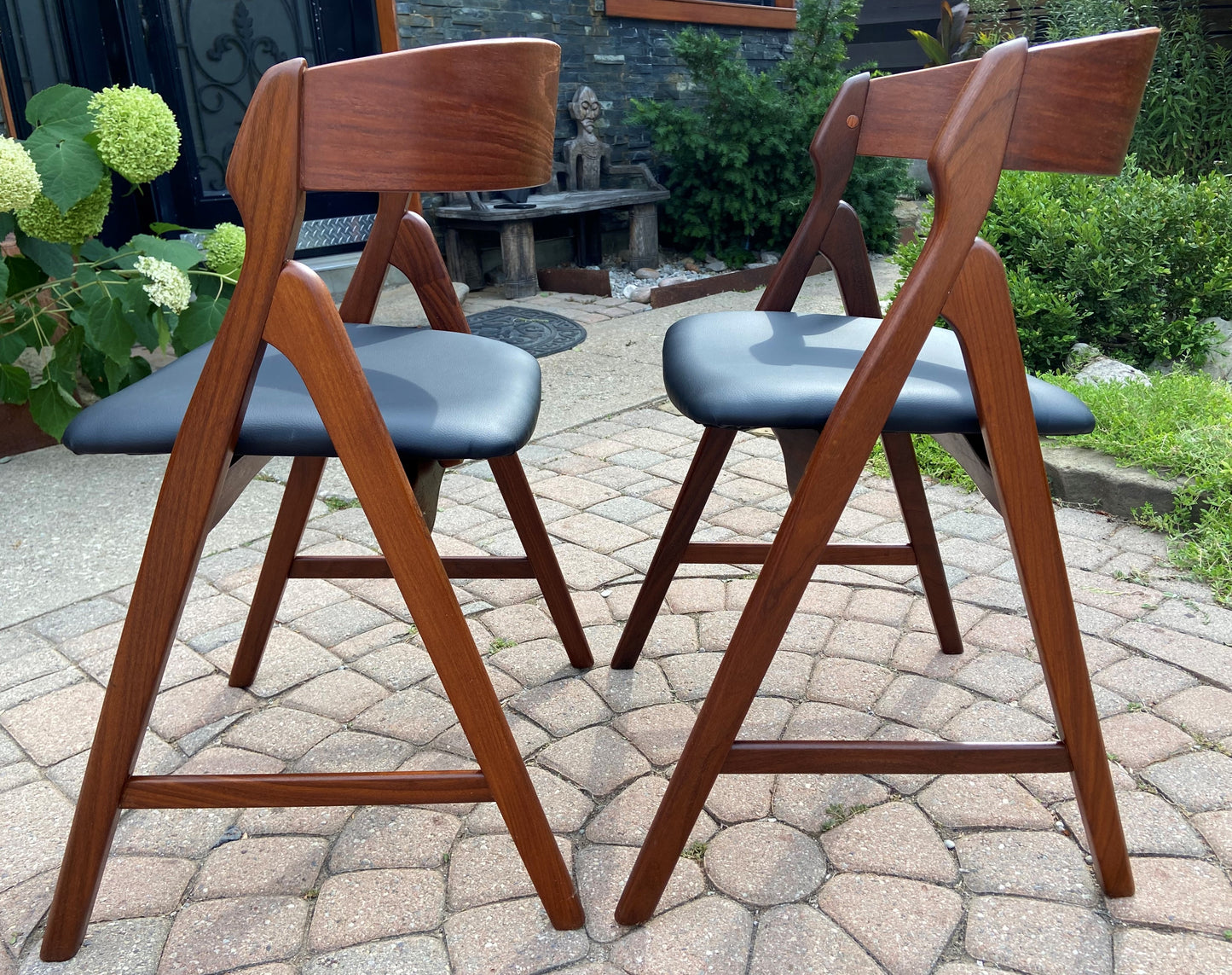 2 REFINISHED REUPHOLSTERED Danish Mid Century Modern Teak Arm Chairs by TH Harlev