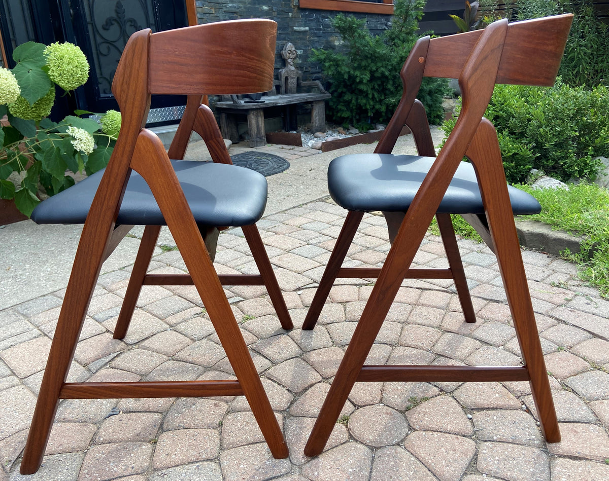 2 REFINISHED REUPHOLSTERED Danish Mid Century Modern Teak Arm Chairs by TH Harlev