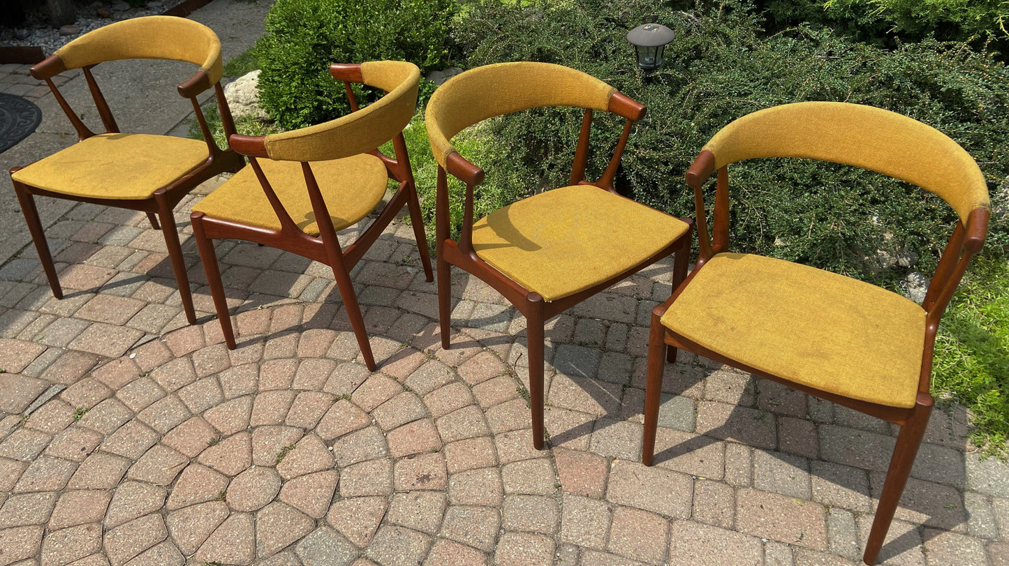 4 REFINISHED will be REUPHOLSTERED Danish Mid Century Modern Teak Armchairs by J.Andersen