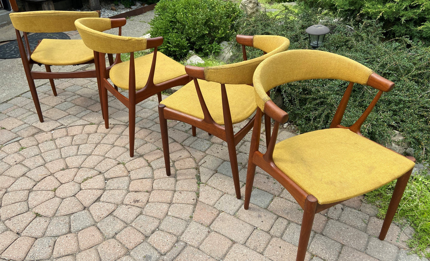 4 REFINISHED will be REUPHOLSTERED Danish Mid Century Modern Teak Armchairs by J.Andersen