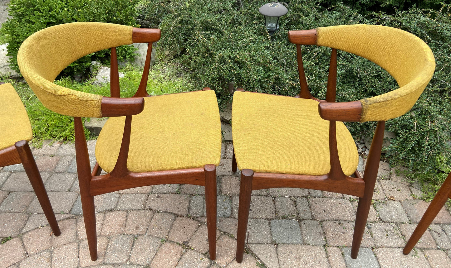 4 REFINISHED will be REUPHOLSTERED Danish Mid Century Modern Teak Armchairs by J.Andersen