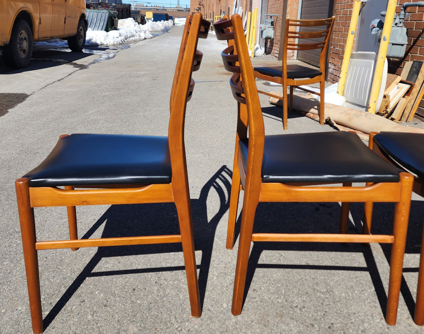 4 RESTORED Danish Mid Century Modern Teak Chairs by Farstrup, model 210, One FREE