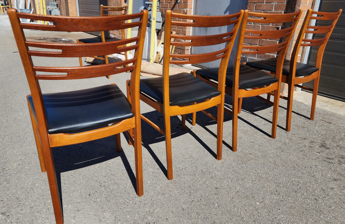4 RESTORED Danish Mid Century Modern Teak Chairs by Farstrup, model 210, One FREE