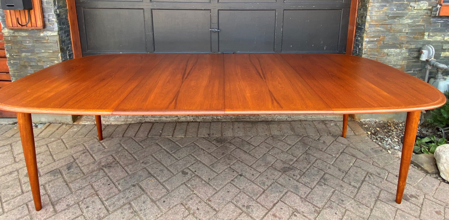 REFINISHED Danish MCM Teak Dining Table w 2 Leaves by Skovmand & Andersen, PERFECT,  58" - 97"