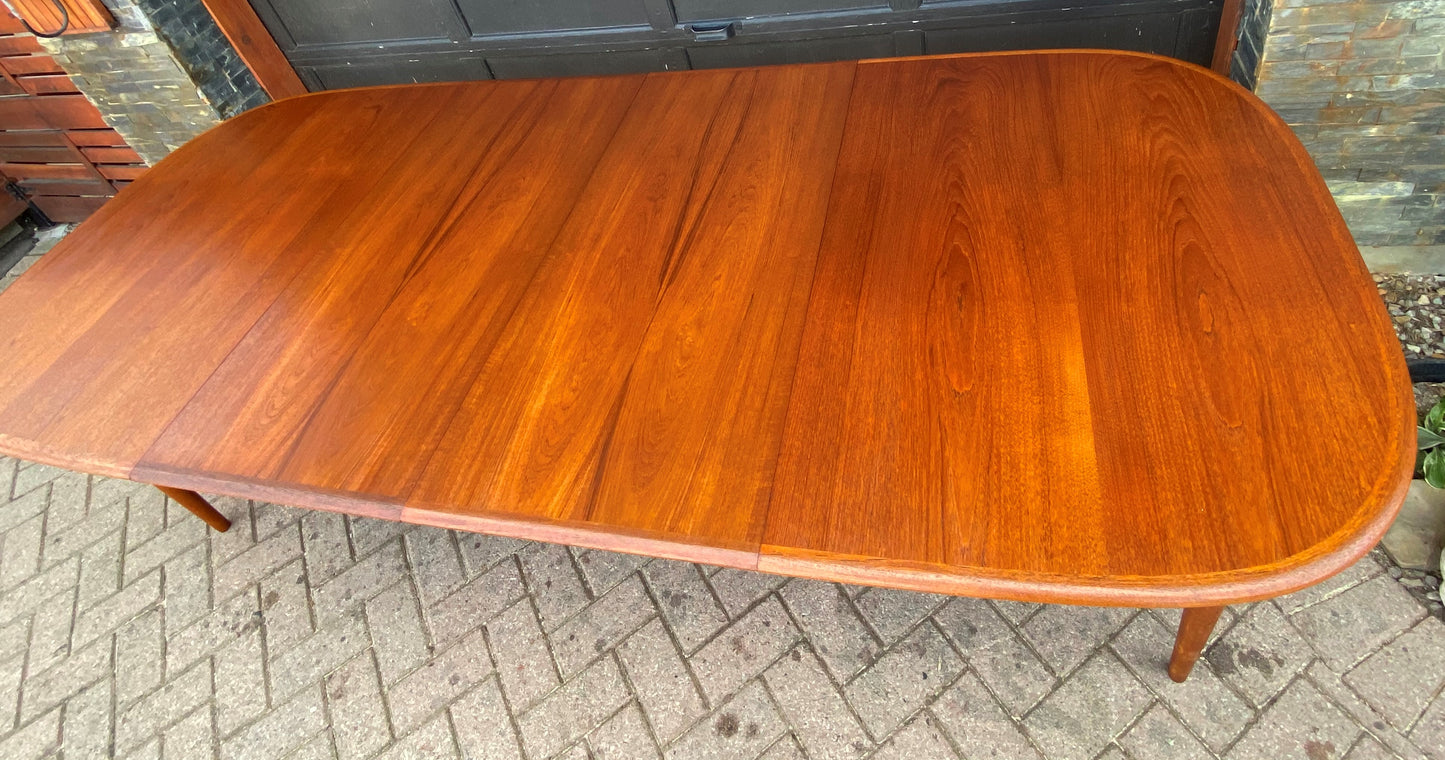 REFINISHED Danish MCM Teak Dining Table w 2 Leaves by Skovmand & Andersen, PERFECT,  58" - 97"