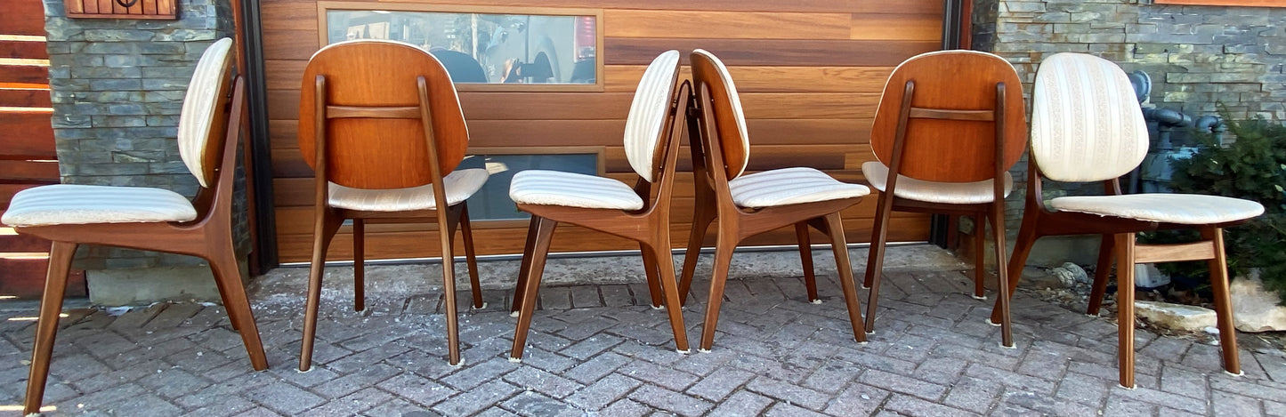 6 RESTORED Danish MCM Teak Shield Back Chairs by A. H. Olsen, will be REUPHOLSTERED