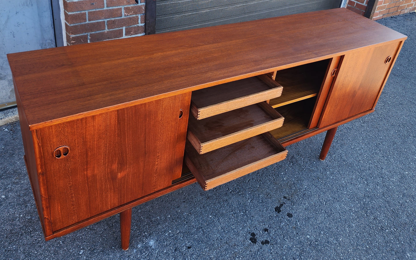 REFINISHED Danish Mid Century Modern Teak Sideboard by Jydsk Narrow 71"