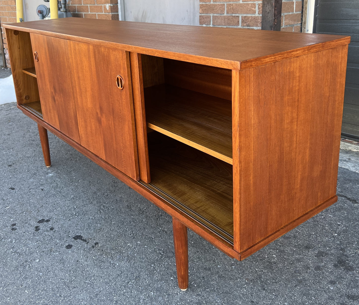 REFINISHED Danish Mid Century Modern Teak Sideboard by Jydsk Narrow 71"