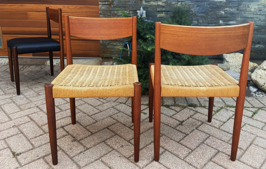 2 REFINISHED Danish MCM Teak & Papercord Chairs by P. Volther for Frem Rojle