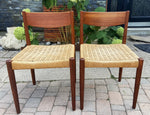 2 REFINISHED Danish MCM Teak & Papercord Chairs by P. Volther for Frem Rojle 4
