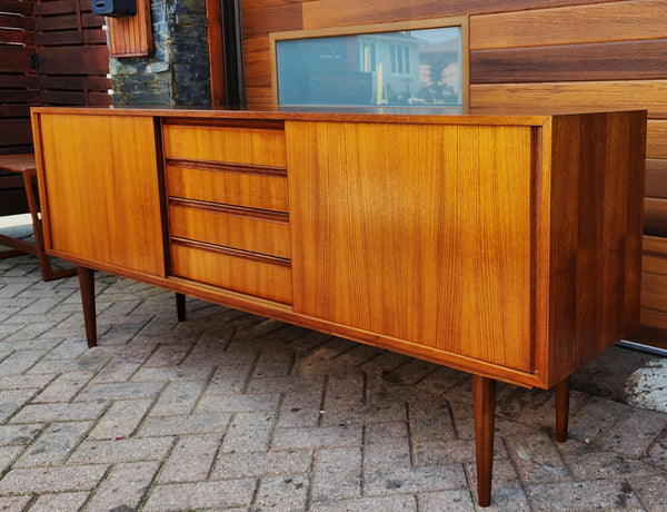 Danish Mid Century Modern Teak Sideboard Credenza Narrow 6 ft