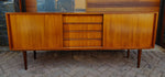 Danish Mid Century Modern Teak Sideboard Credenza Narrow 6 ft 2