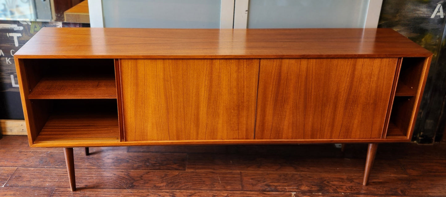 Danish Mid Century Modern Teak Sideboard Credenza Narrow 6 ft