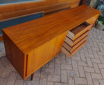 Danish Mid Century Modern Teak Sideboard Credenza Narrow 6 ft 6