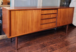 Danish Mid Century Modern Teak Sideboard Credenza Narrow 6 ft 8