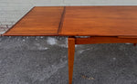 REFINISHED Danish Mid Century Modern Teak Table Draw Leaf, Floating Look 52