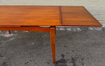 REFINISHED Danish Mid Century Modern Teak Table Draw Leaf, Floating Look 52