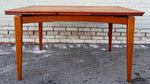 REFINISHED Danish Mid Century Modern Teak Table Draw Leaf, Floating Look 52