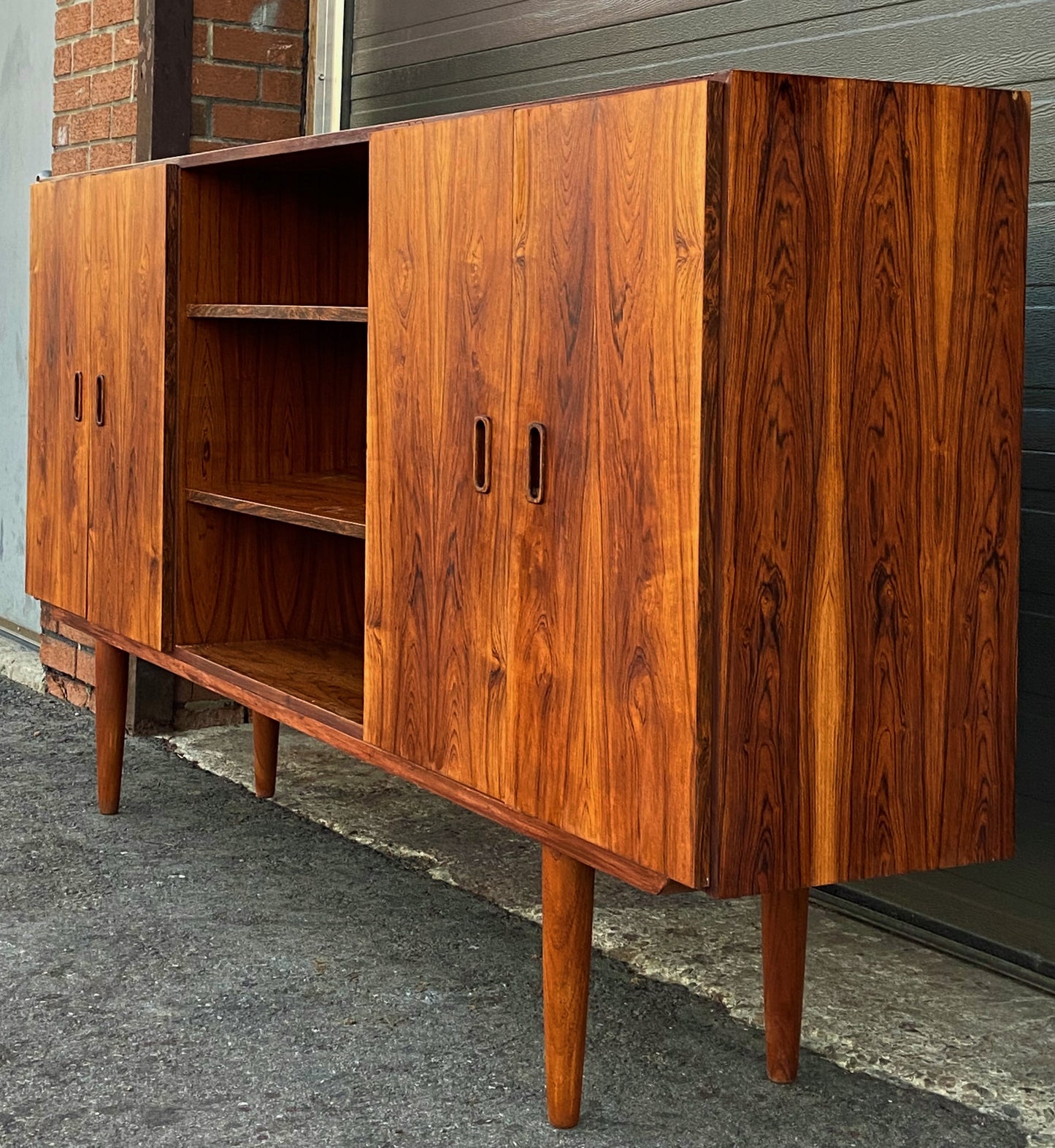 REFINISHED Danish Mid Century Modern Rosewood Cabinet Narrow 79"