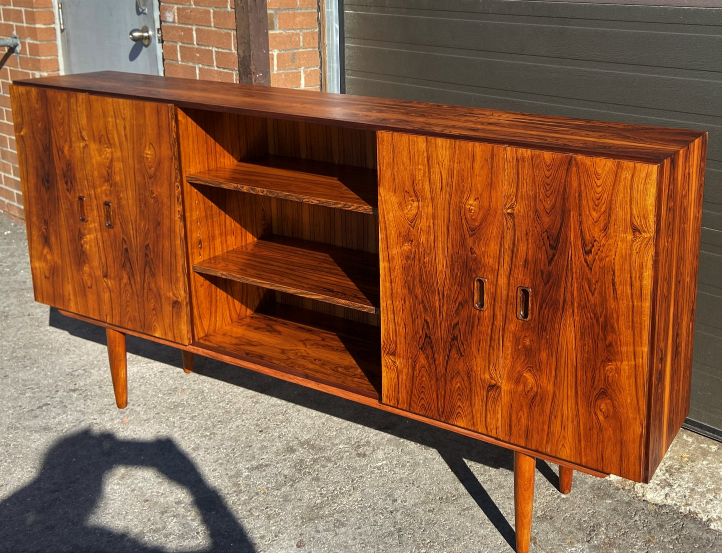 REFINISHED Danish Mid Century Modern Rosewood Cabinet Narrow 79"