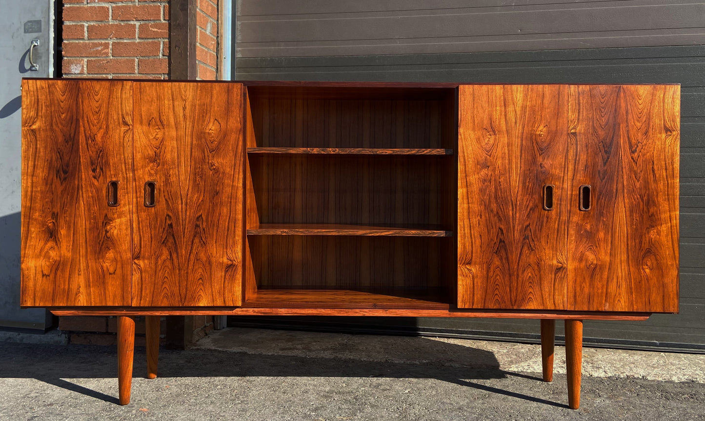 REFINISHED Danish Mid Century Modern Rosewood Cabinet Narrow 79"