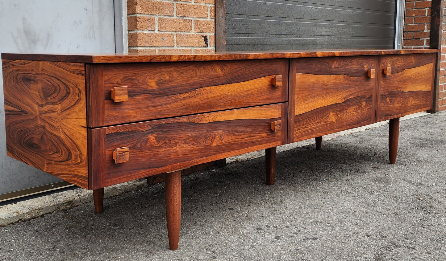 REFINISHED Danish Mid Century Modern Rosewood Console 86"wide & low