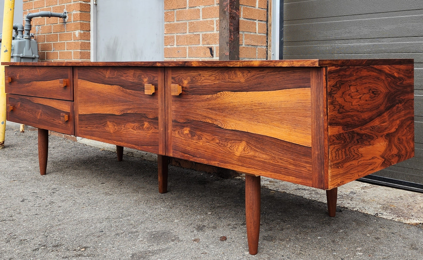 REFINISHED Danish Mid Century Modern Rosewood Console 86"wide & low